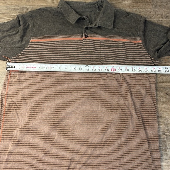 Prana Men’s Brown Stripe Long Sleeve Polo Shirt, size XL - Picture 6 of 8